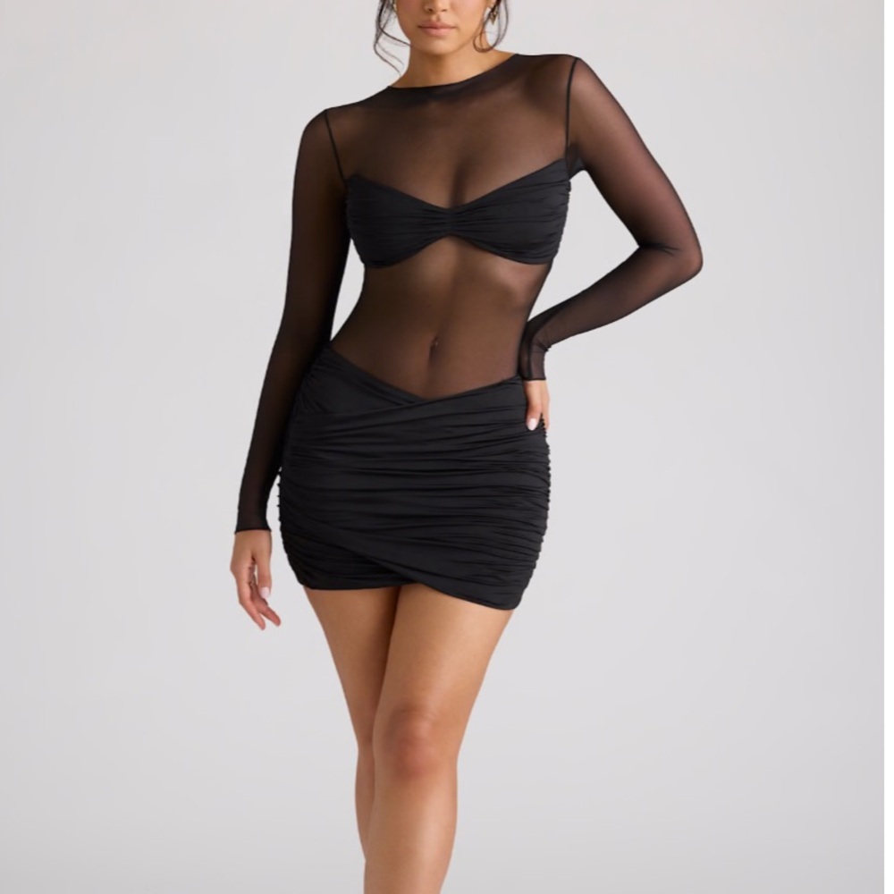 Oh Polly Black Sheer Mini Dress